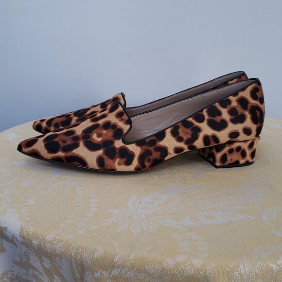 Aldo Shoe Womens 8.5 Leather Slip On Block Heel Leopard Cheetah - Picture 5 of 7